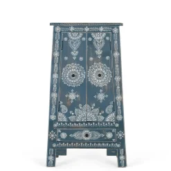 Wohnen Highboards<Kommode in Blau mit weißer Bemalung - Fleet