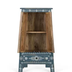 Wohnen Highboards<Kommode in Blau mit weißer Bemalung - Fleet