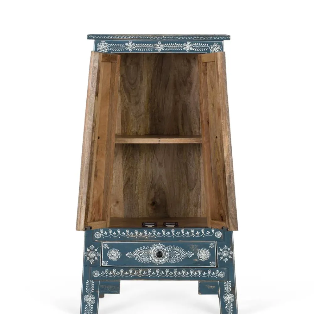 Wohnen Highboards<Kommode in Blau mit weißer Bemalung - Fleet