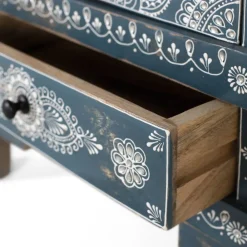 Wohnen Highboards<Kommode in Blau mit weißer Bemalung - Fleet
