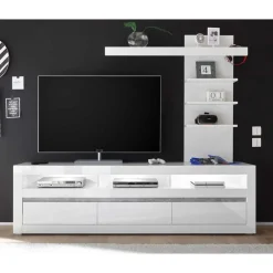 Wohnen Wohnwände<Kompakte TV Wand in Weiß Hochglanz Mextra mit Lowboard (zweiteilig)