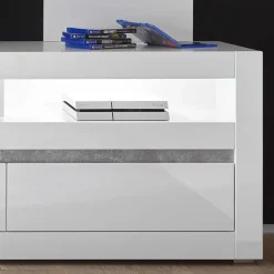 Wohnen Wohnwände<Kompakte TV Wand in Weiß Hochglanz Mextra mit Lowboard (zweiteilig)