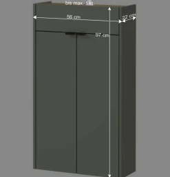 Wohnen Garderoben<Kompaktes Dielenmöbel Set in Graugrün - Point (dreiteilig)