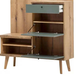 Wohnen Garderoben<Kompakt-Garderobe in Eiche Optik und Graugrün - Oliva