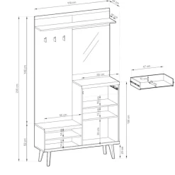 Wohnen Garderoben<Kompakt-Garderobe in Eiche Optik und Graugrün - Oliva
