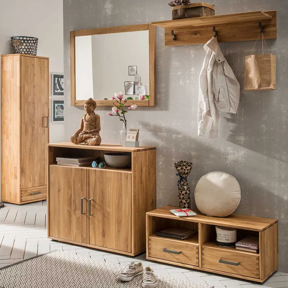 Wohnen Garderoben<Komplett Flureinrichtung aus Holz - Teano (fünfteilig)