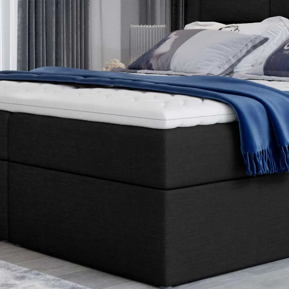Wohnen Betten<Komplettbett in Schwarzbraun Stoffbezug - Aundre