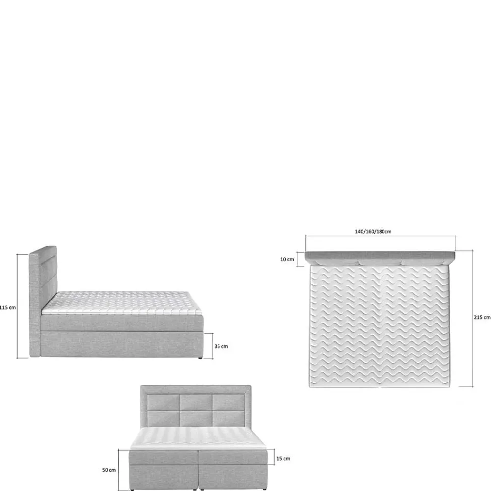 Wohnen Betten<Komplettbett in Schwarzbraun Stoffbezug - Aundre