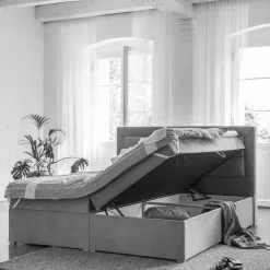 Wohnen Betten<Komplettbett in Schwarzbraun Stoffbezug - Aundre