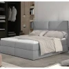 Wohnen Betten<Komplettbett mit Samtbezug in Hellgrau - Yusephia