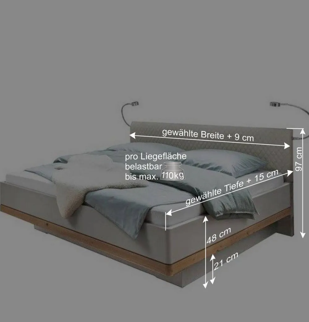 Wohnen Betten<Kunstleder Design Bett mit Licht am Kopfteil - Crascanu