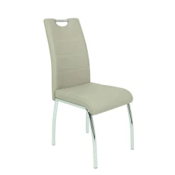 Wohnen Stühle<Kunstleder Essstuhl in Beige & Chrom - Jenna (Set)