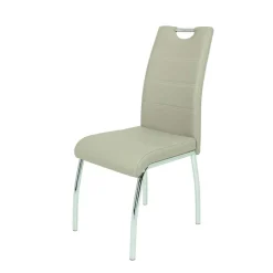 Wohnen Stühle<Kunstleder Essstuhl in Beige & Chrom - Jenna (Set)