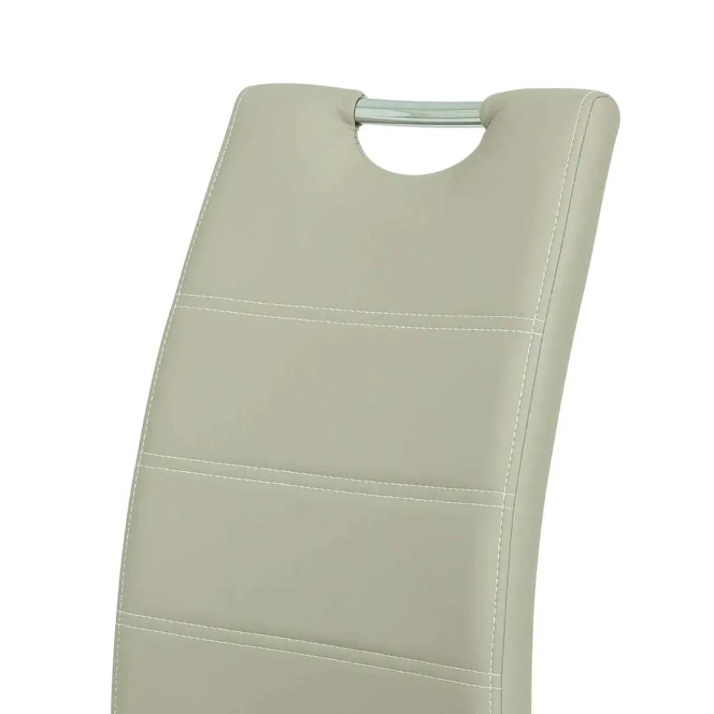 Wohnen Stühle<Kunstleder Essstuhl in Beige & Chrom - Jenna (Set)