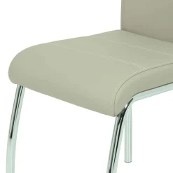 Wohnen Stühle<Kunstleder Essstuhl in Beige & Chrom - Jenna (Set)