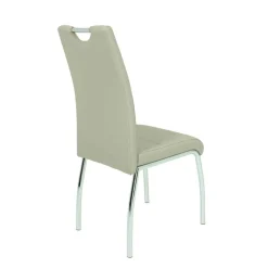 Wohnen Stühle<Kunstleder Essstuhl in Beige & Chrom - Jenna (Set)