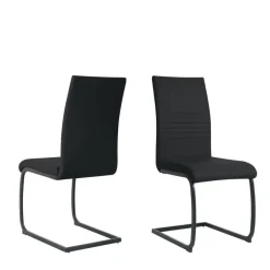 Wohnen Stühle<Kunstleder Freischwinger in Schwarz - Pencras (2er Set)