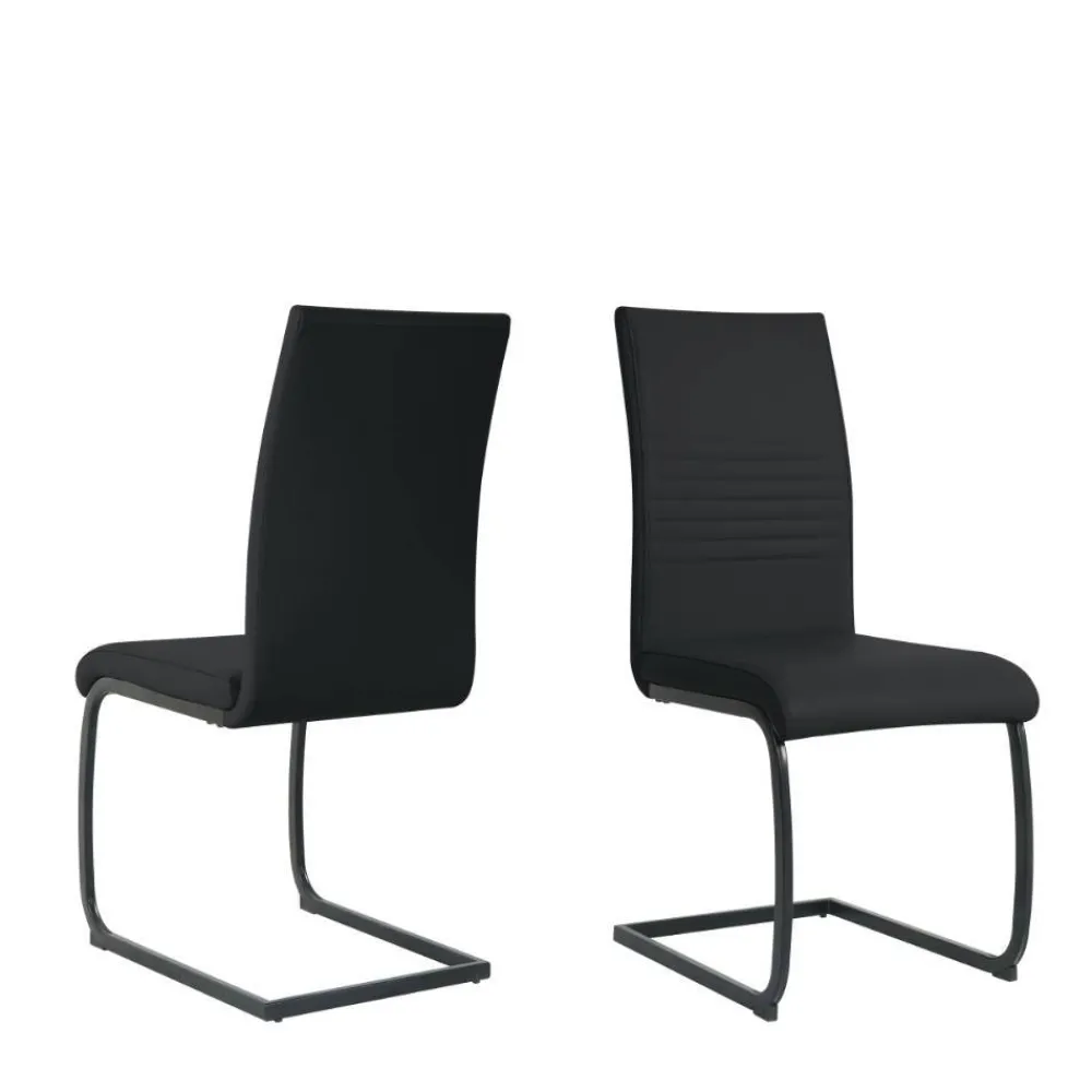 Wohnen Stühle<Kunstleder Freischwinger in Schwarz - Pencras (2er Set)