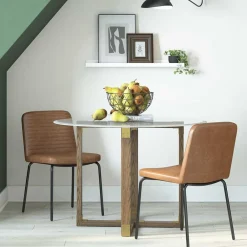 Wohnen Stühle<Kunstleder Polsterstühle in Braun - Laddion (2er Set)