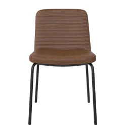 Wohnen Stühle<Kunstleder Polsterstühle in Braun - Laddion (2er Set)