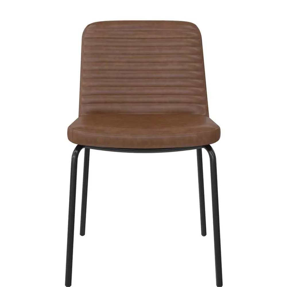 Wohnen Stühle<Kunstleder Polsterstühle in Braun - Laddion (2er Set)