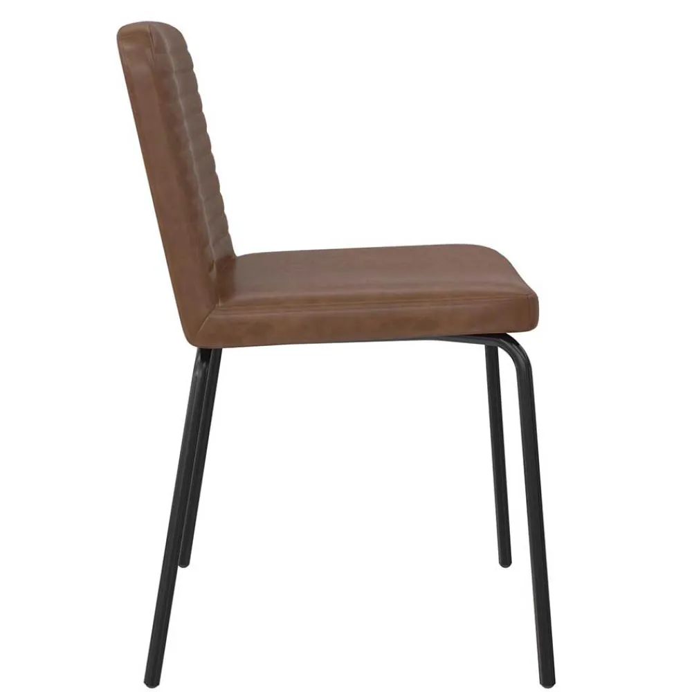 Wohnen Stühle<Kunstleder Polsterstühle in Braun - Laddion (2er Set)