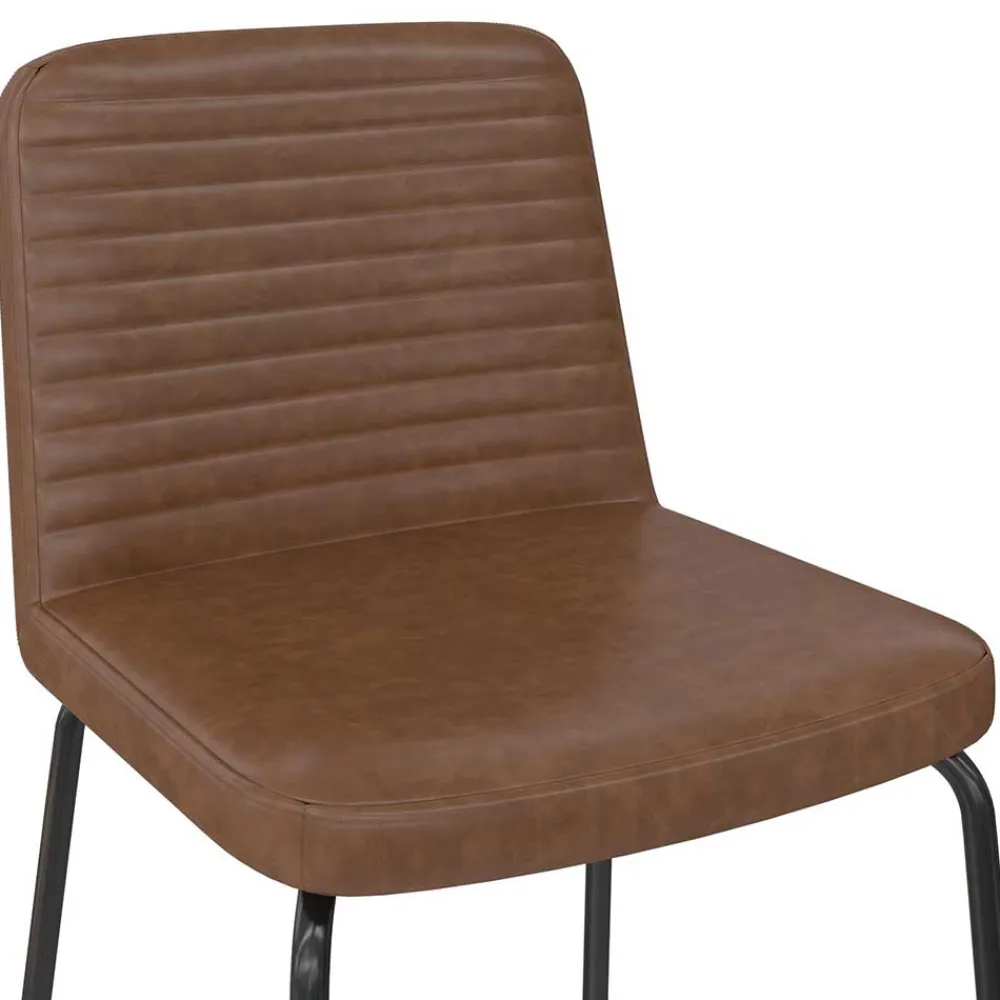 Wohnen Stühle<Kunstleder Polsterstühle in Braun - Laddion (2er Set)