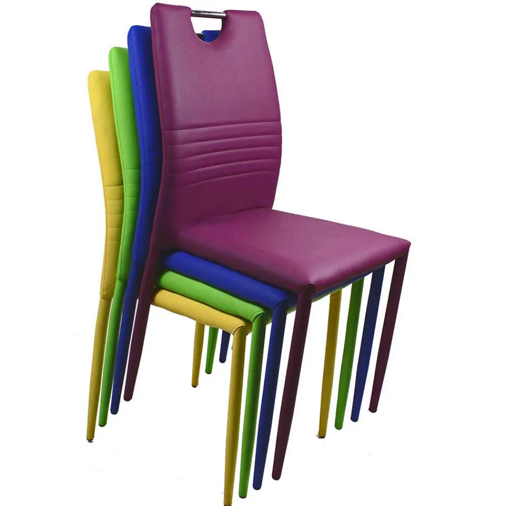 Wohnen Stühle<Kunstleder Stapelstühle in Bordeaux - Nigari (4er Set)