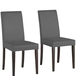 Wohnen Stühle<Kunstleder Stühle in Grau mit Wenge - Burina (2er Set)