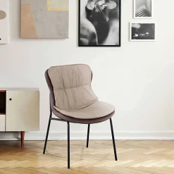 Wohnen Stühle<Kunstleder Stuhl in Beige und Hellbraun - Buhama
