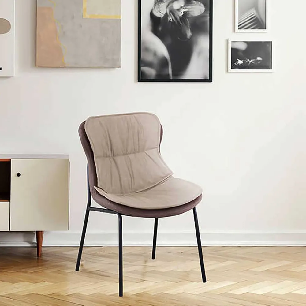 Wohnen Stühle<Kunstleder Stuhl in Beige und Hellbraun - Buhama