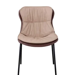 Wohnen Stühle<Kunstleder Stuhl in Beige und Hellbraun - Buhama