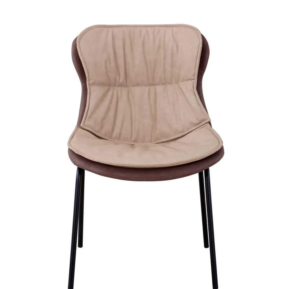 Wohnen Stühle<Kunstleder Stuhl in Beige und Hellbraun - Buhama