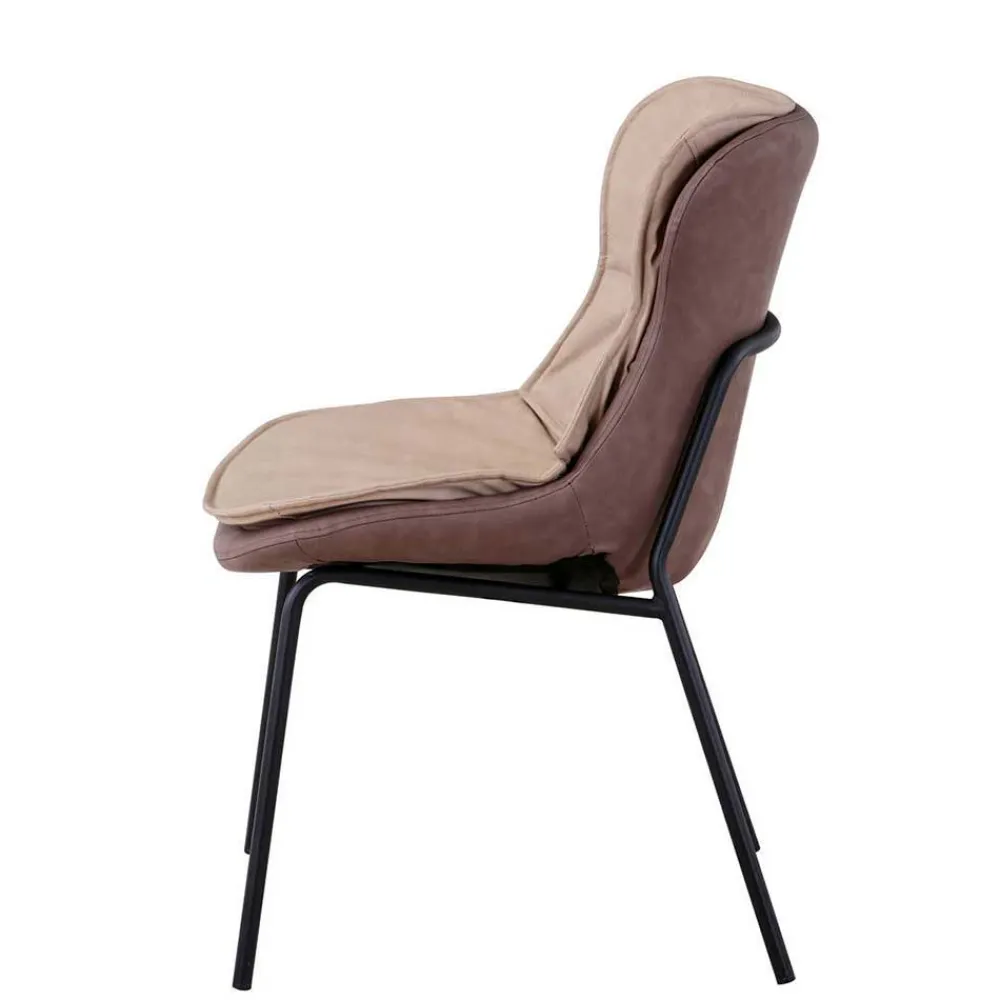 Wohnen Stühle<Kunstleder Stuhl in Beige und Hellbraun - Buhama
