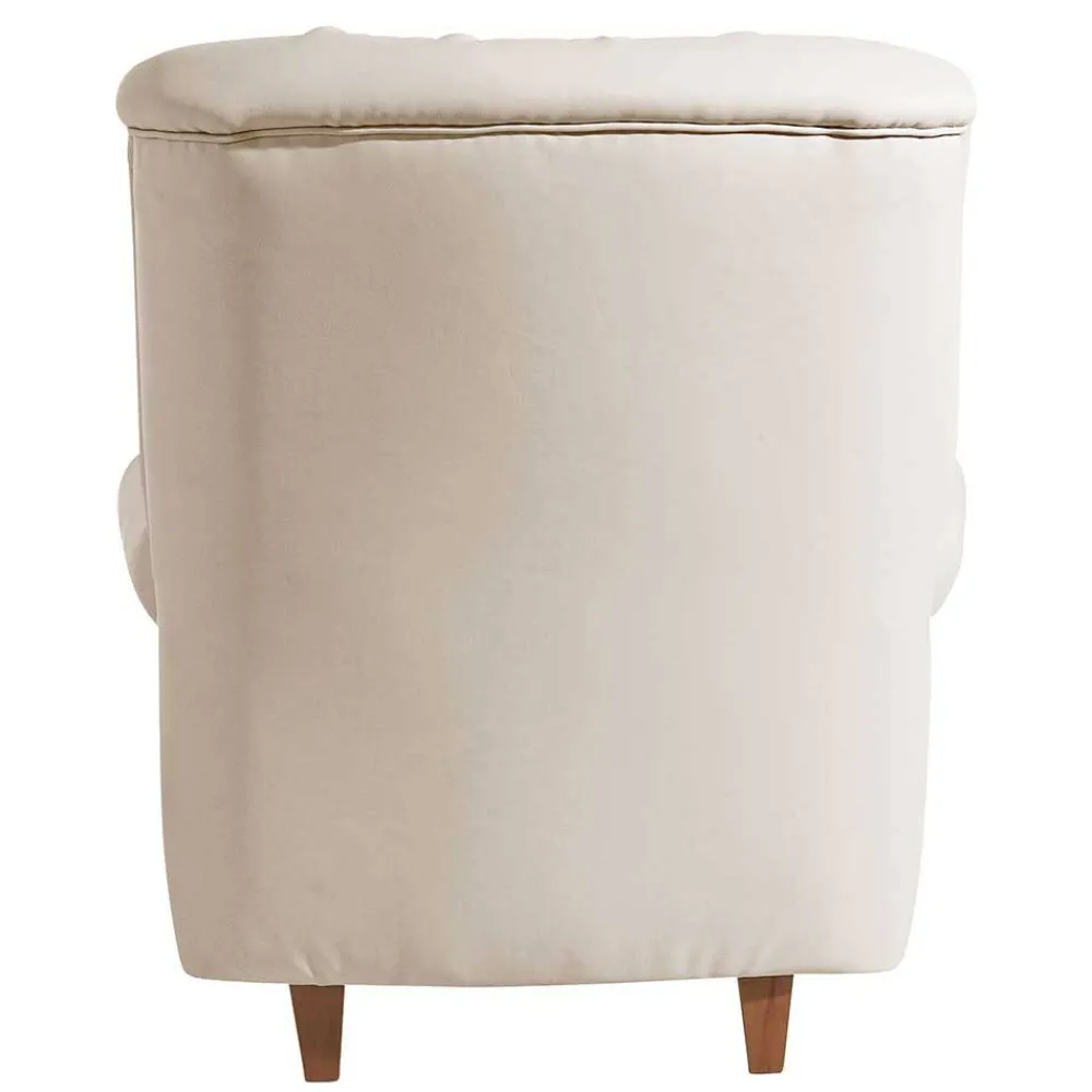 Wohnen Sessel<Kunstleder Wohnzimmersessel in Beige und Buche - That