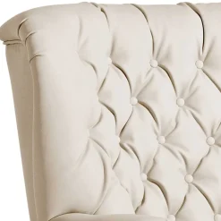 Wohnen Sessel<Kunstleder Wohnzimmersessel in Beige und Buche - That