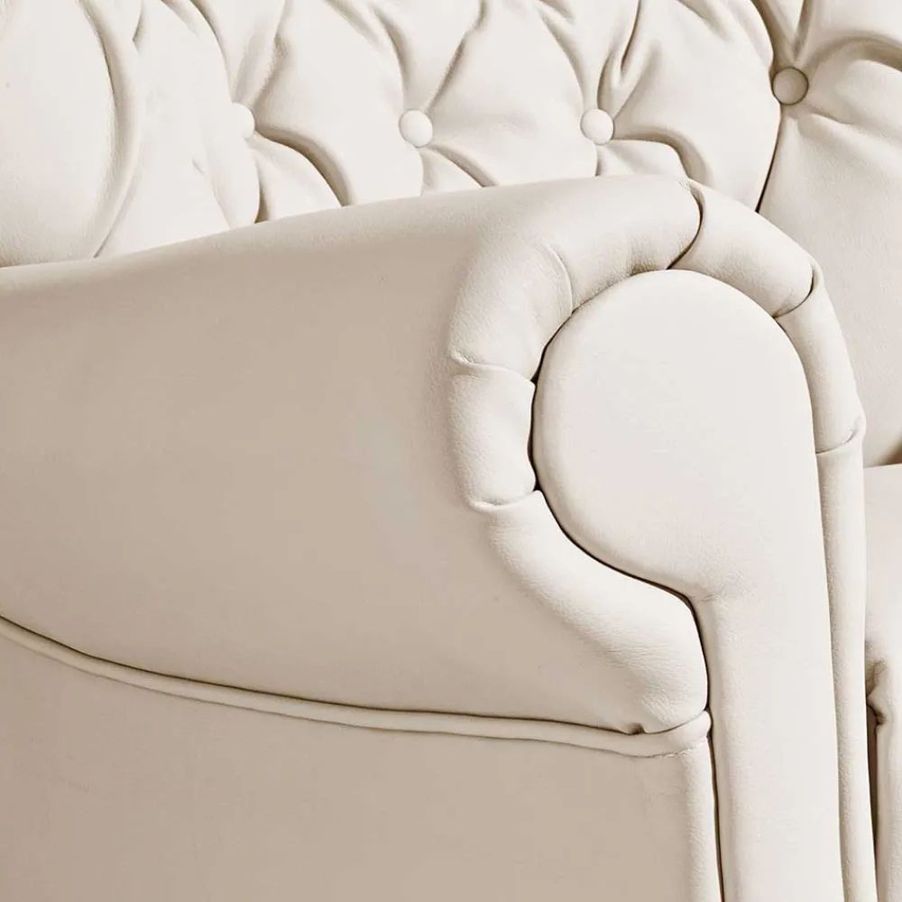 Wohnen Sessel<Kunstleder Wohnzimmersessel in Beige und Buche - That