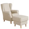 Wohnen Sessel<Kunstledersessel in Beige mit Buche Natur - Charleen
