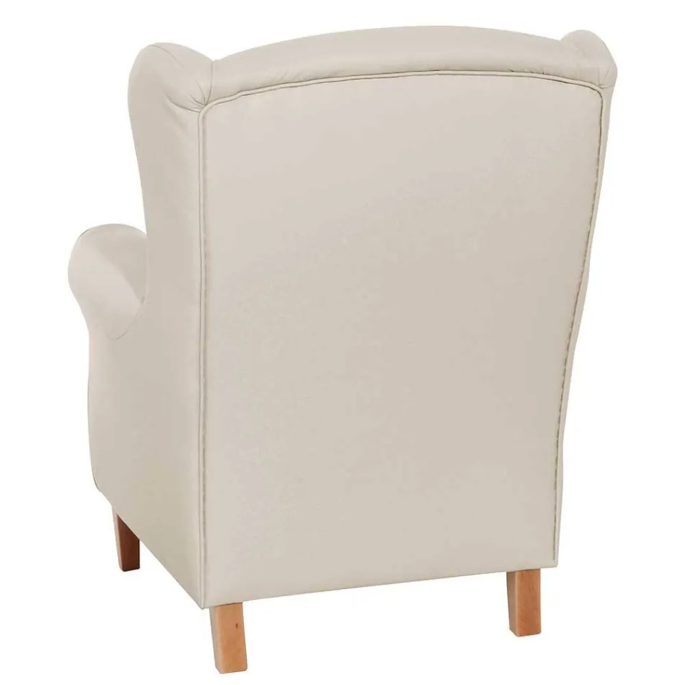 Wohnen Sessel<Kunstledersessel in Beige mit Buche Natur - Charleen