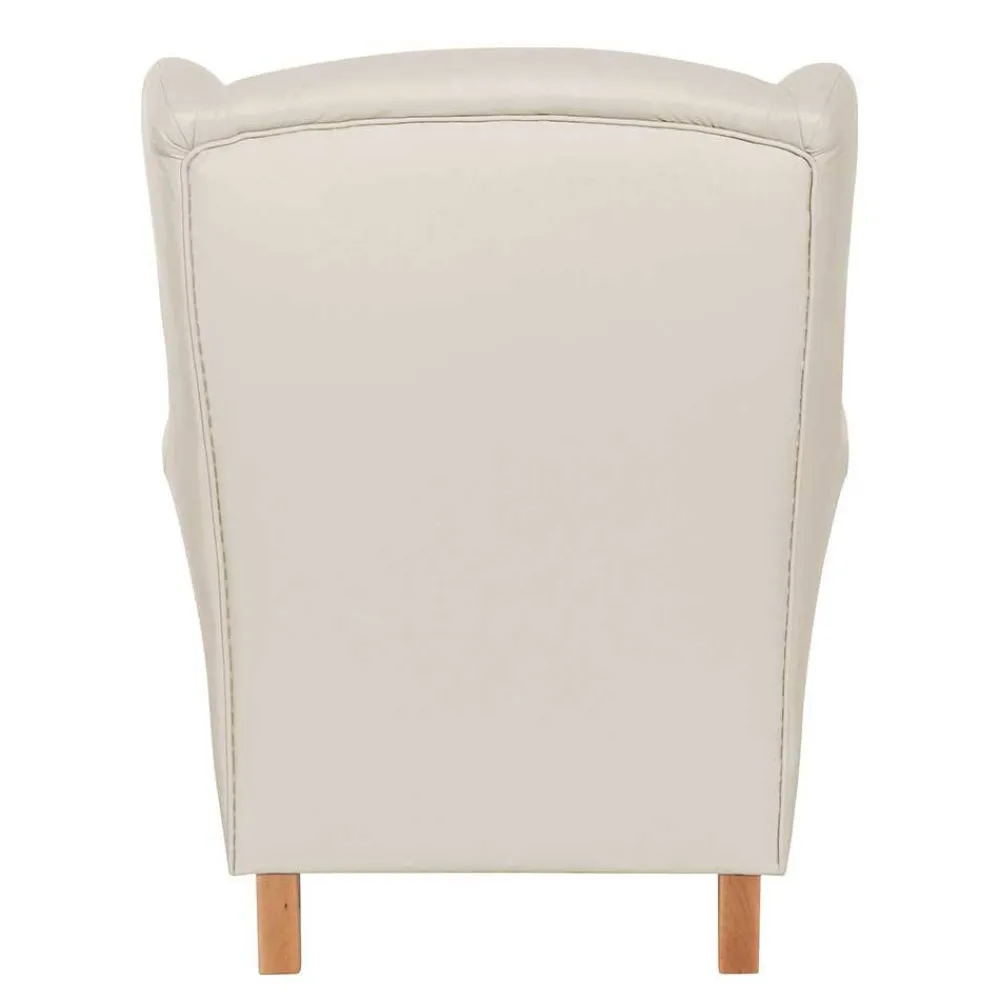 Wohnen Sessel<Kunstledersessel in Beige mit Buche Natur - Charleen