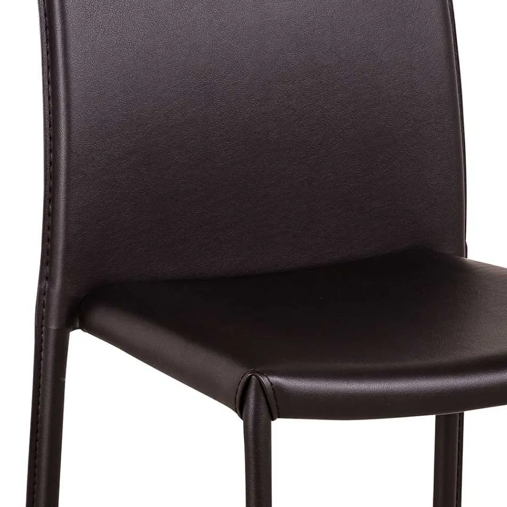 Wohnen Stühle<Kunstlederstuhl in Braun Badija als Stapelstuhl platzsparend (4er Set)