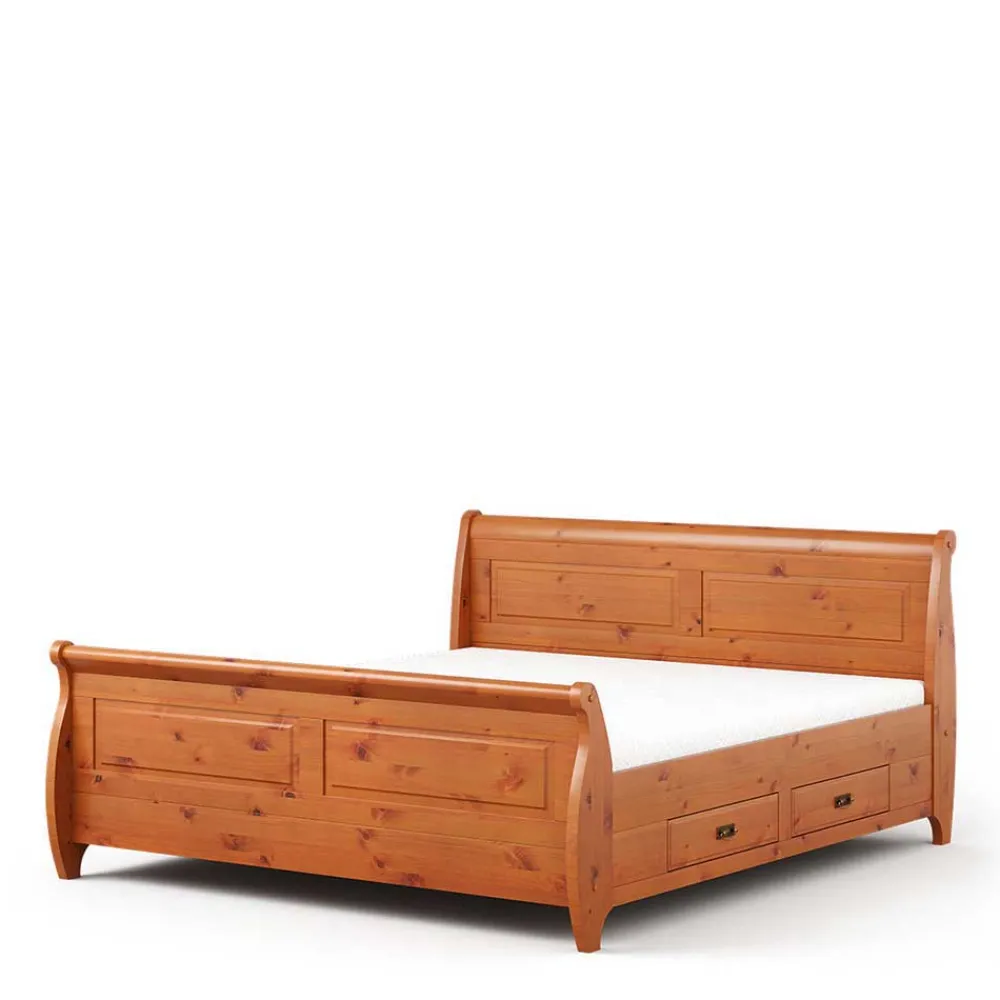 Wohnen Betten<Landhaus Bett in 140x200 mit Schubladen - Lusanne