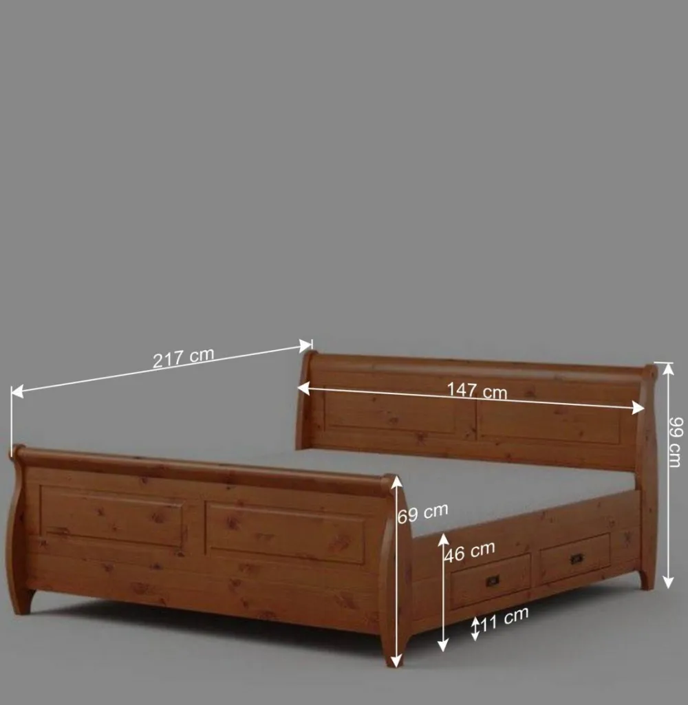 Wohnen Betten<Landhaus Bett in 140x200 mit Schubladen - Lusanne