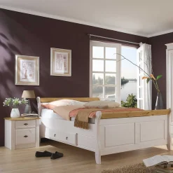 Wohnen Betten<Landhaus Doppelbett & Nachtkommoden - Oradea (dreiteilig)