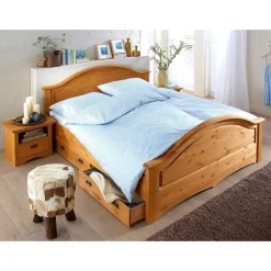 Wohnen Betten<Landhaus Doppelbett Set in Kiefer - Vocoja (dreiteilig)