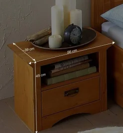 Wohnen Betten<Landhaus Doppelbett Set in Kiefer - Vocoja (dreiteilig)
