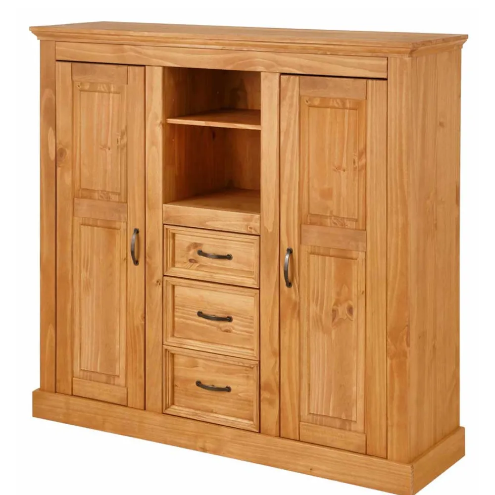 Wohnen Highboards<Landhaus Highboard aus Kiefer Massivholz - Major