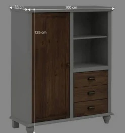 Wohnen Highboards<Landhaus Highboard in Holz Braun und Grau - Veproma