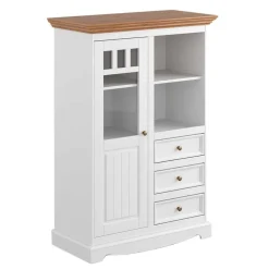 Wohnen Highboards<Landhaus Highboard in Weiß und Eiche - Bordona