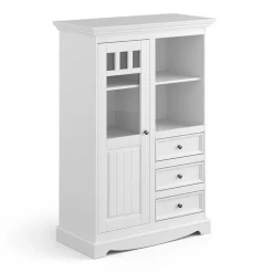 Wohnen Highboards|Vitrinen<Landhaus Highboard in Weiß lackiert - Indico